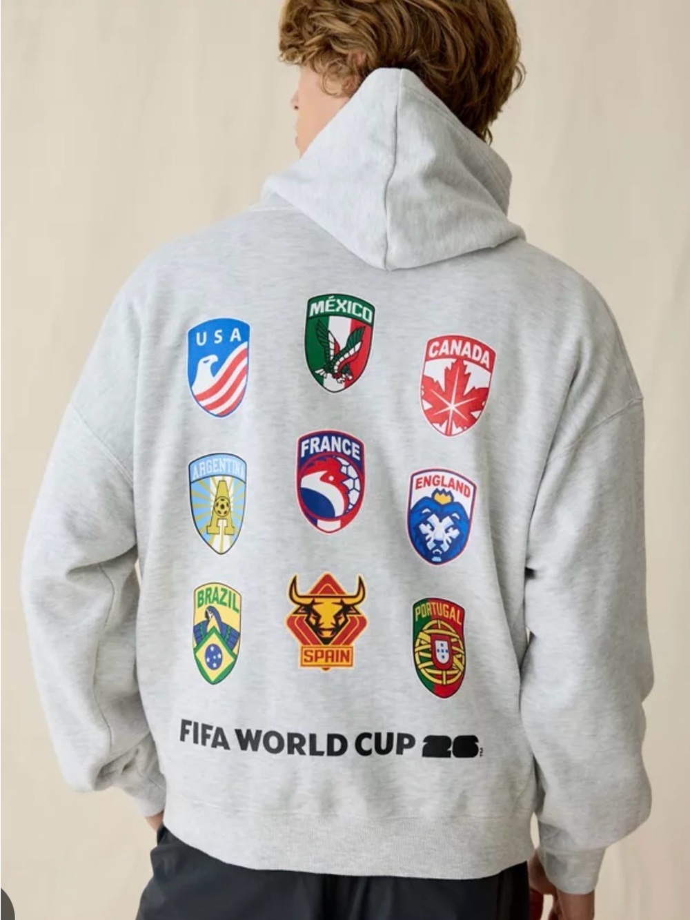 Urban Outfitters Light Gray FIFA World Cup Patch-Back Sweatshirt